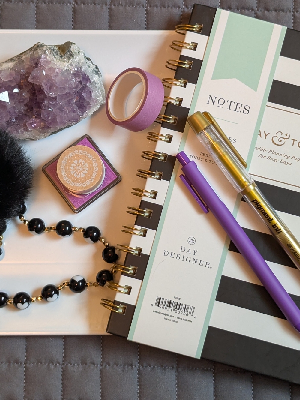 To-Do Planner in Black & White with Purple Geode & Accents